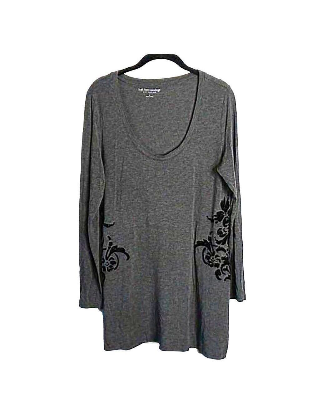 Soft‎ Surroundings Velvet Accent Tunic Top Grey Whimsigoth Minimalist Neutral M